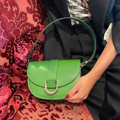 Shoulder strap bag in smooth genuine leather "Como", Green