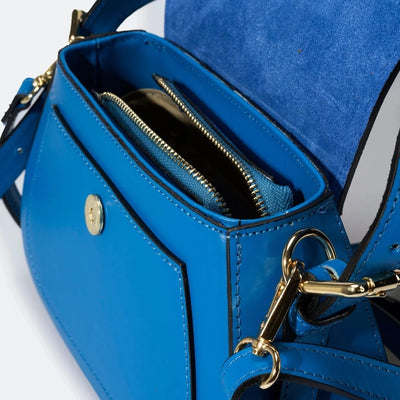 Läderväska med 2 axelremmar "Milan", Blå