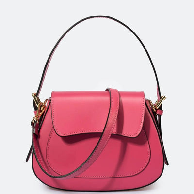 Leather bag with 2 shoulder straps "Milan", Pink