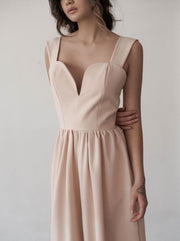 Jumpsuit med vida ben "Wanna it", Beige - Latalia.se