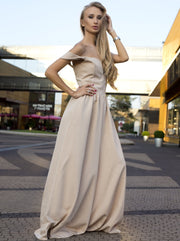 Jumpsuit med vida ben "Wanna it", Beige - Latalia.se