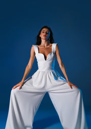 Jumpsuit med vida ben "Wanna it", Vit - Latalia.se