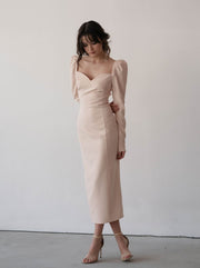 Figursydd midi-klänning "Boyfriend", Beige - Latalia.se