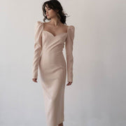 Figursydd midi-klänning "Boyfriend", Beige - Latalia.se