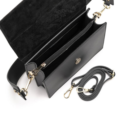 Leather bag with 2 shoulder straps "Atri", Black