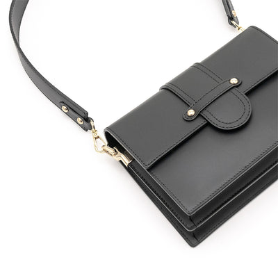 Leather bag with 2 shoulder straps "Atri", Black