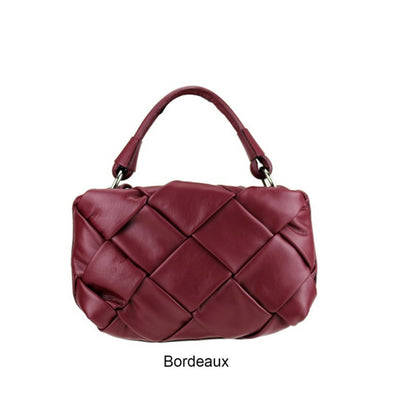 Braided leather handbag "Roma", Bordeaux