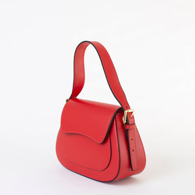 Läderväska med 2 axelremmar "Milan", Röd