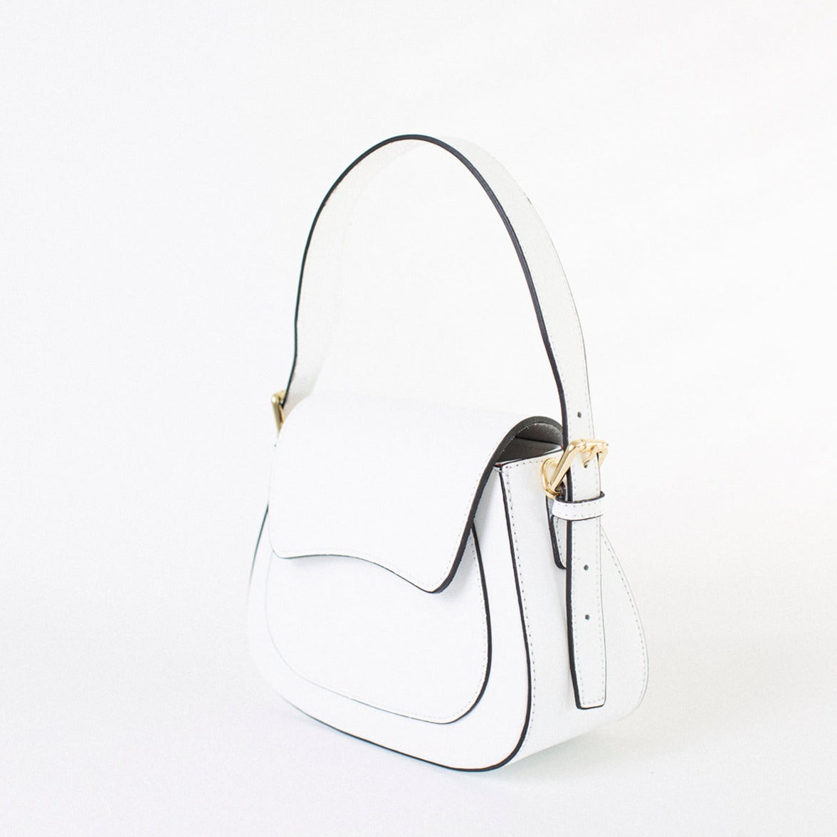 Leather bag with 2 shoulder straps "Milan", White