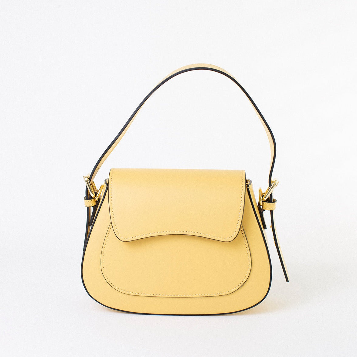 Leather bag with 2 shoulder straps "Milan", Yellow