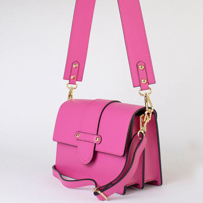 Leather bag with 2 shoulder straps "Atri", Pink
