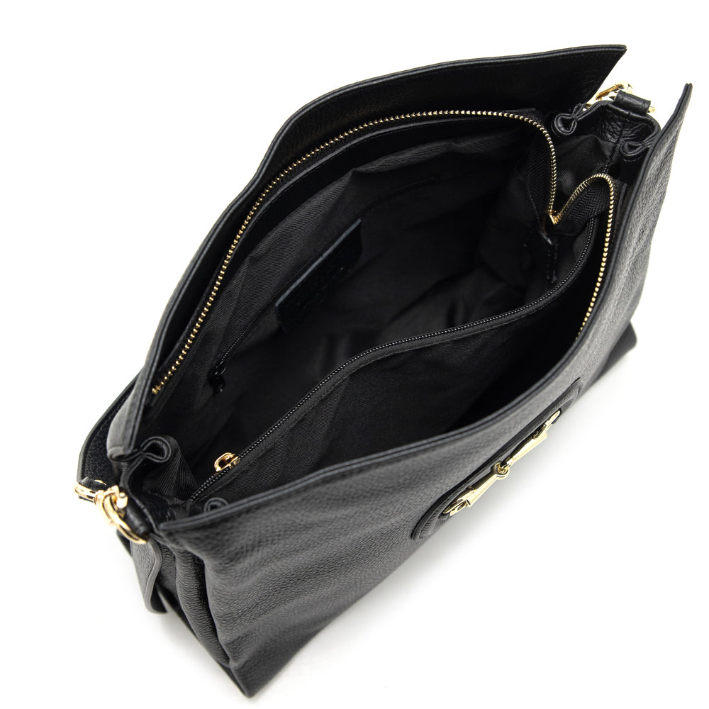 Large handbag in genuine leather "Messina", Black