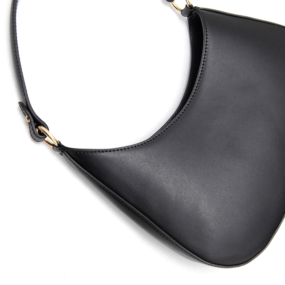 Hobo leather bag "Fano", Black