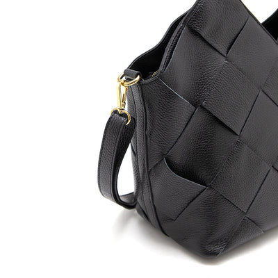 Braided leather bag "Anna", Black