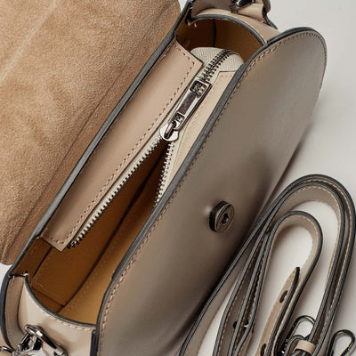Shoulder strap bag in saffiano leather "Padua", Beige