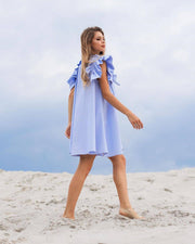 Randig skjortklänning med volanger - Latalia.se