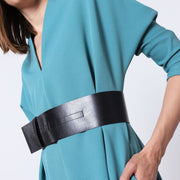 Klänning med bälte och batwing-ärmar, Blå - Latalia.se