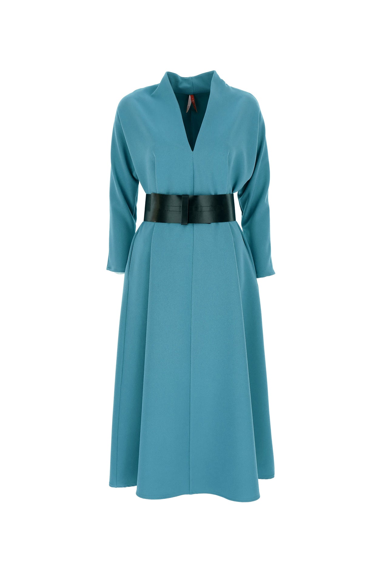 Klänning med bälte och batwing-ärmar, Blå - Latalia.se