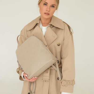 Backpack "Prato" in leather, Beige
