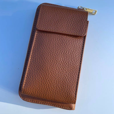 Mobilväska/plånbok i äkta läder