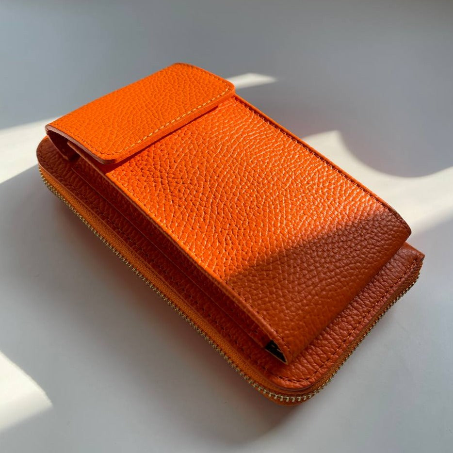 Mobilväska/plånbok i äkta läder