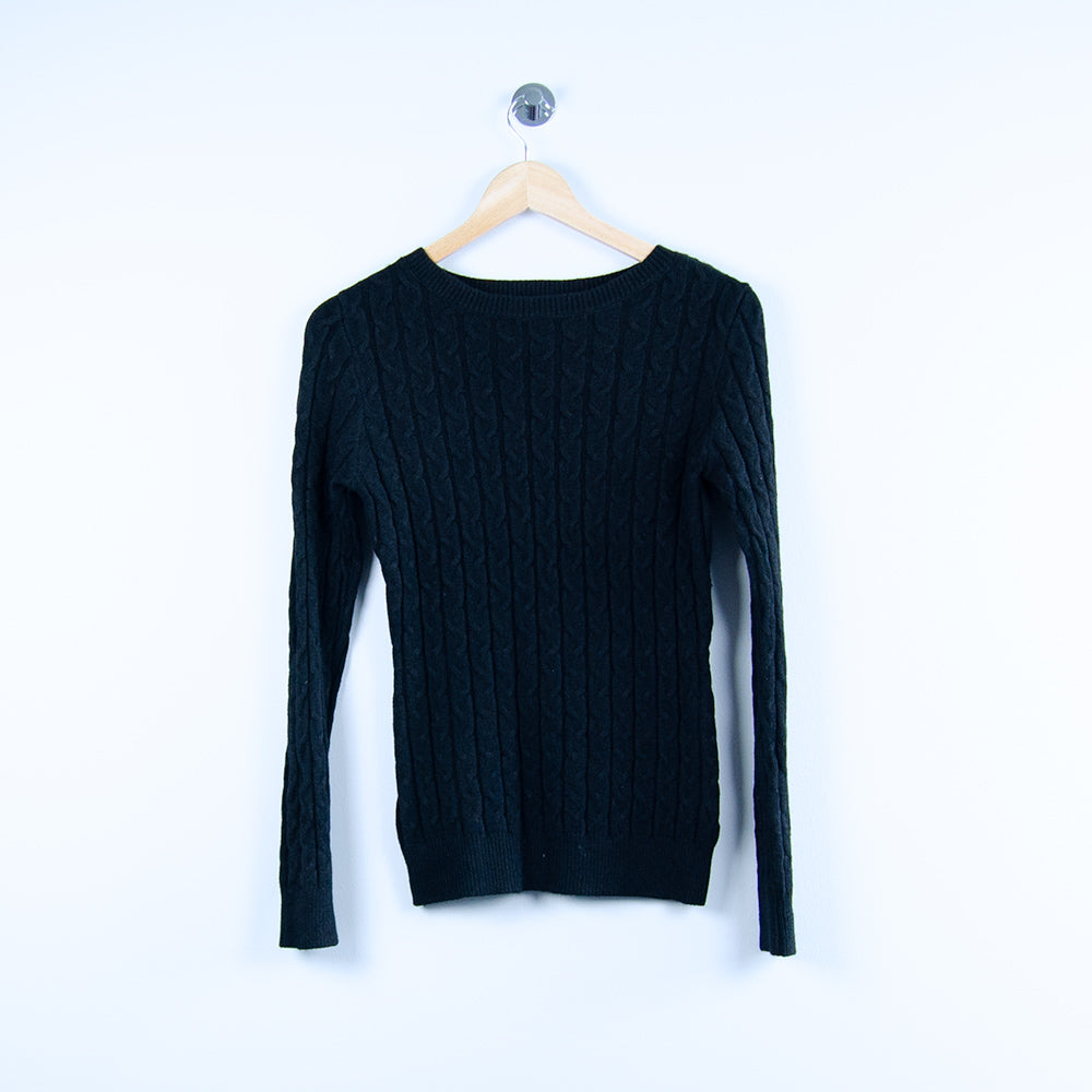 Stickat set med tröja och klänning, Svart - Latalia.se