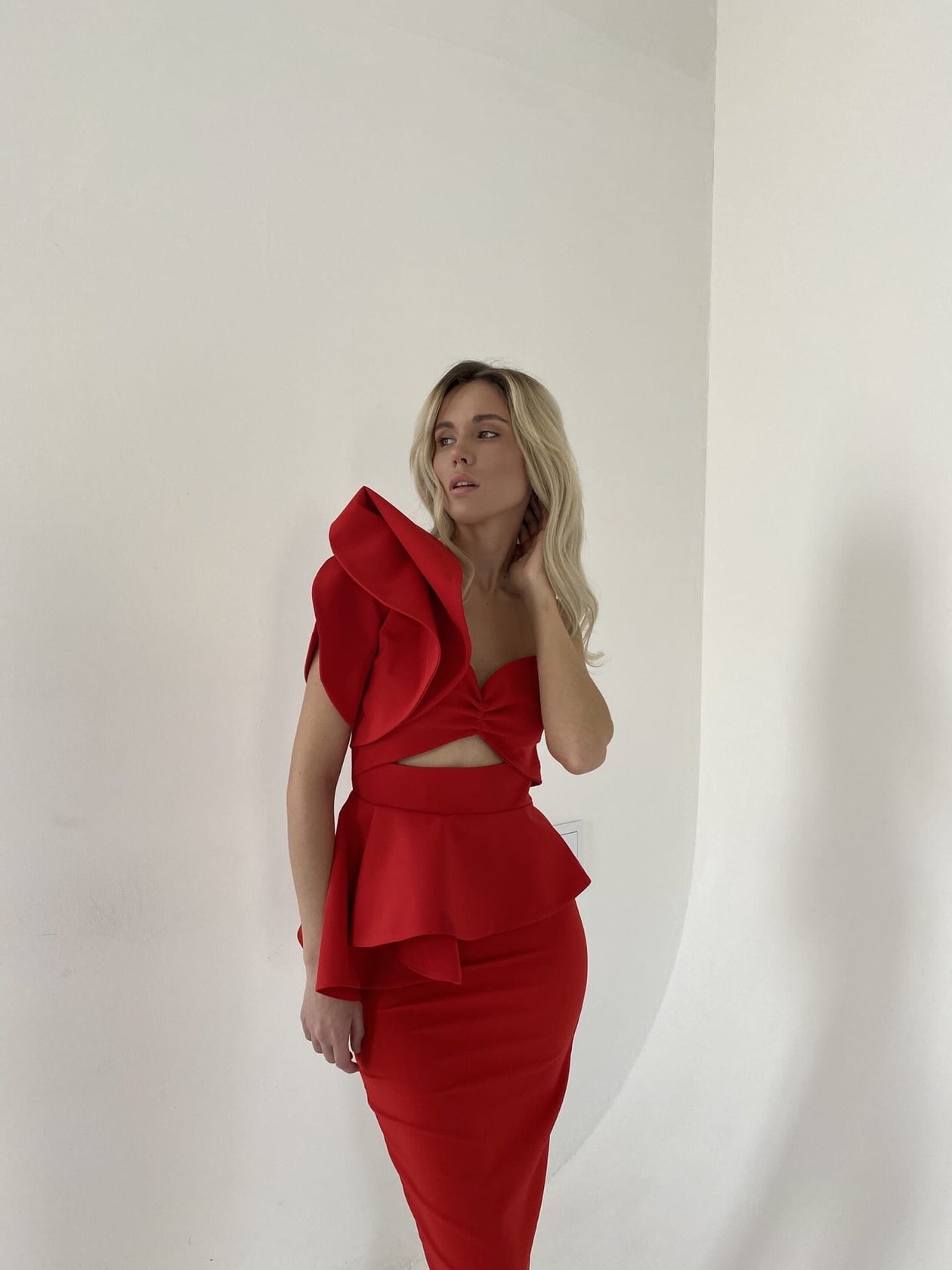 Set med topp och pennkjol "Love lips", Röd - Latalia.se