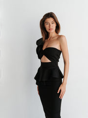 Set med topp och pennkjol "Love lips", Svart - Latalia.se