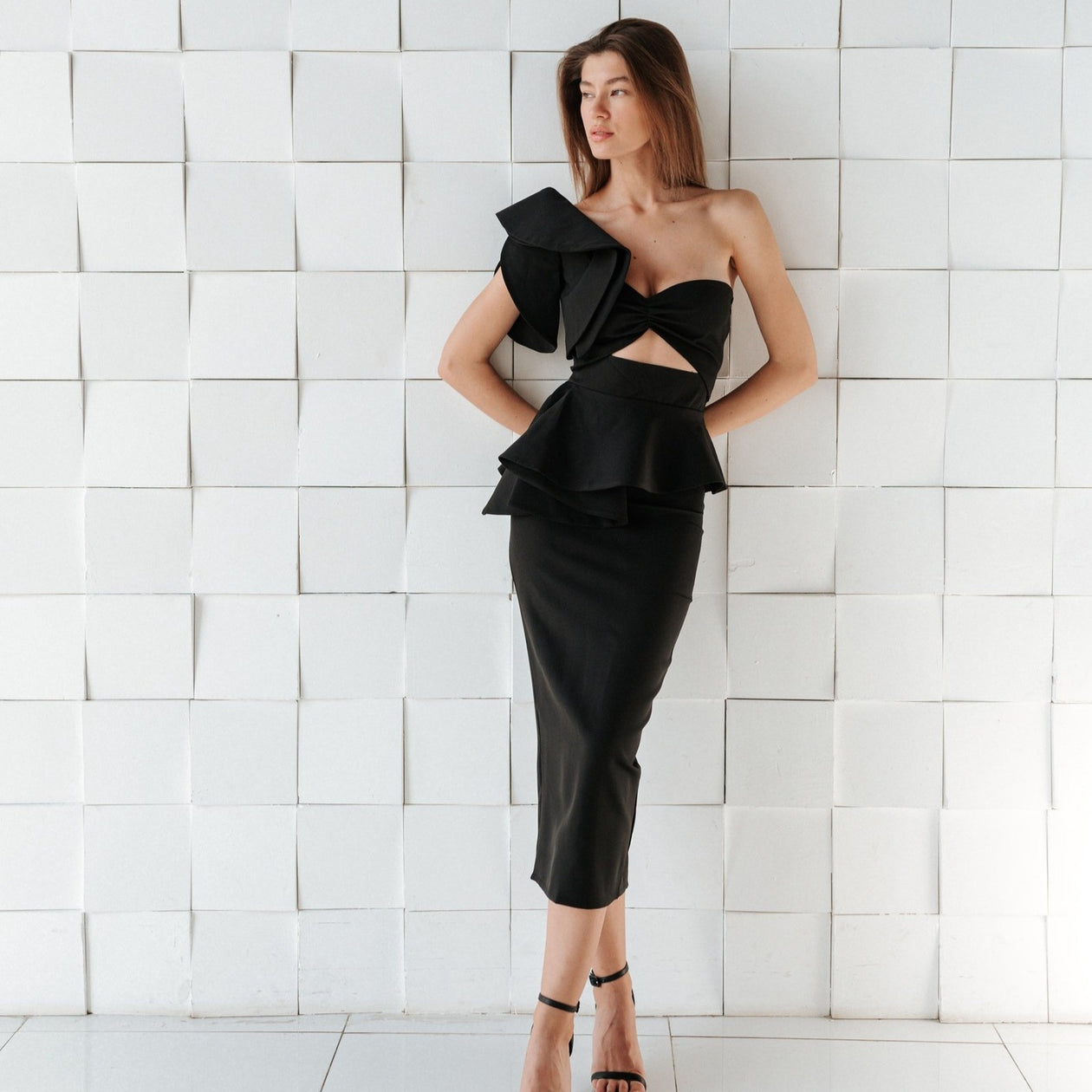 Set med topp och pennkjol "Love lips", Svart - Latalia.se