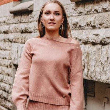 Set med ribbad klänning och tröja, Rosa - Latalia.se