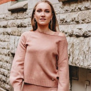 Set med ribbad klänning och tröja, Rosa - Latalia.se