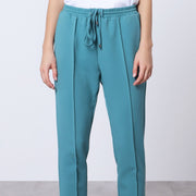 Ankellånga byxor med resor i midjan, Blå - Latalia.se