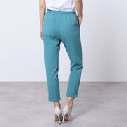 Ankellånga byxor med resor i midjan, Blå - Latalia.se