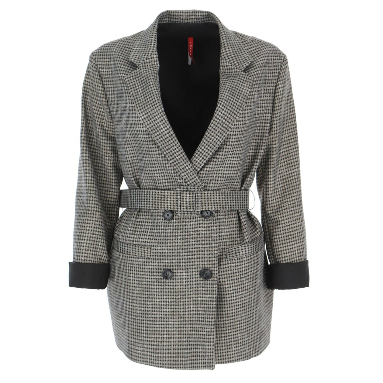 Rutig kavaj med matchande bälte - Latalia.se