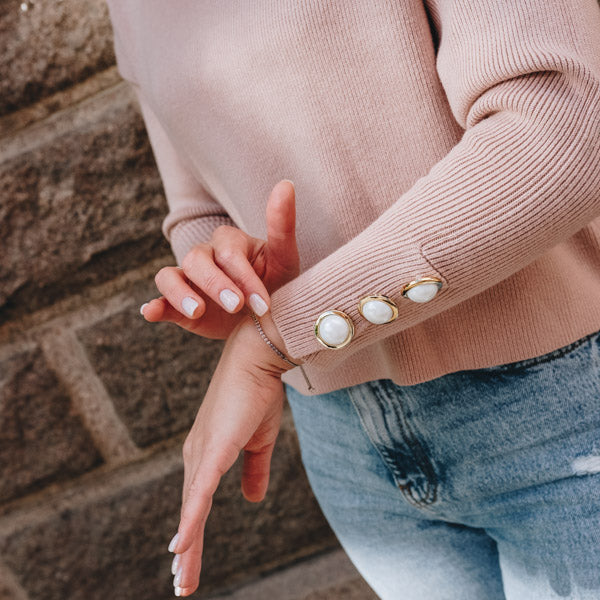 Tröja med pärlknappar, Ljusrosa - Latalia.se