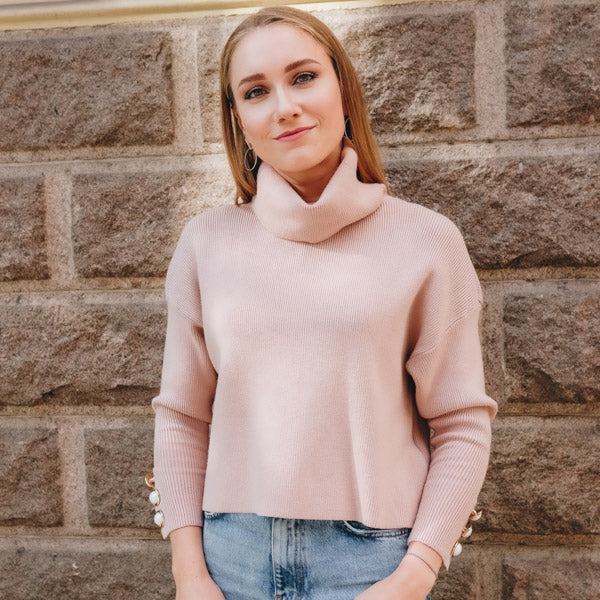 Tröja med pärlknappar, Ljusrosa - Latalia.se